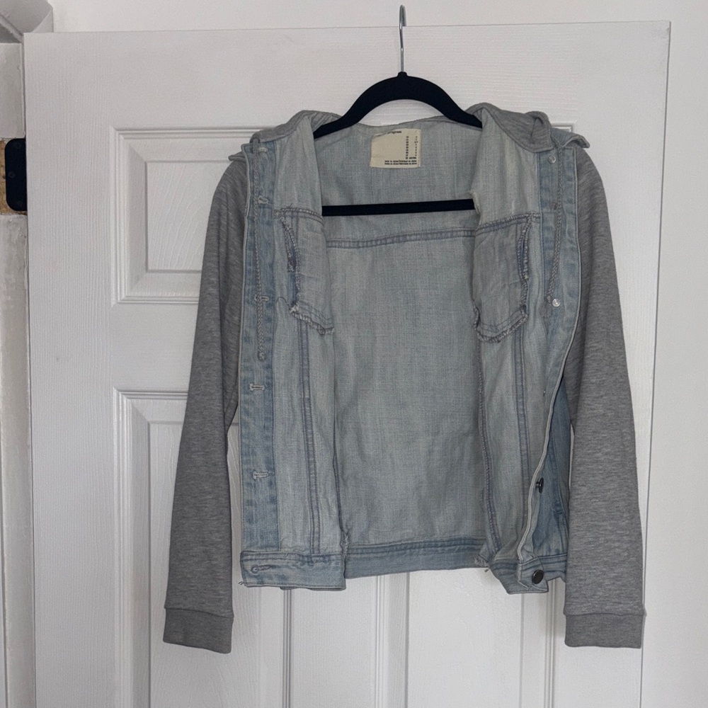 Gray and Light Blue Denim Jacket